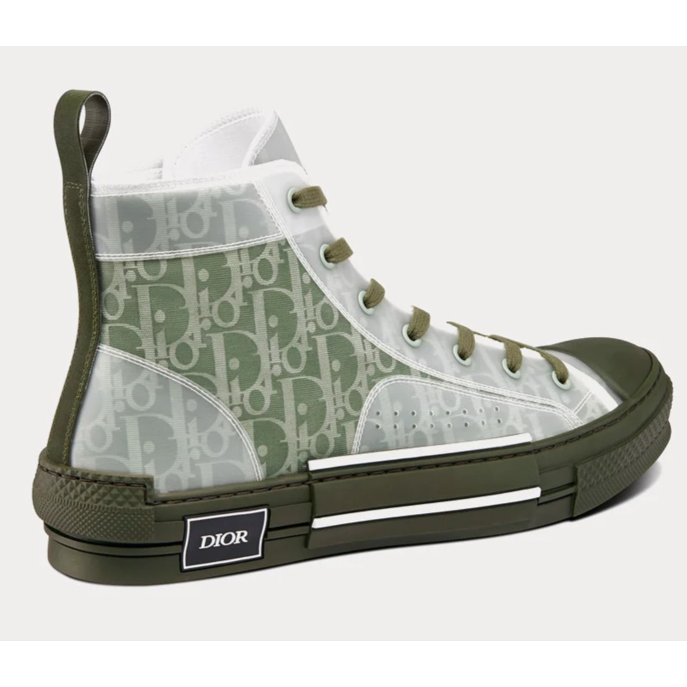 Dior Mens B23 Green Oblique Logo Transparent High Top Lace Up Flat Sneaker 44 11 - Picture 12 of 16